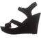American Rag Women Rochelle Black Ankle Strap High Wedge Sandal US 9 M Open Toe - evorr.com