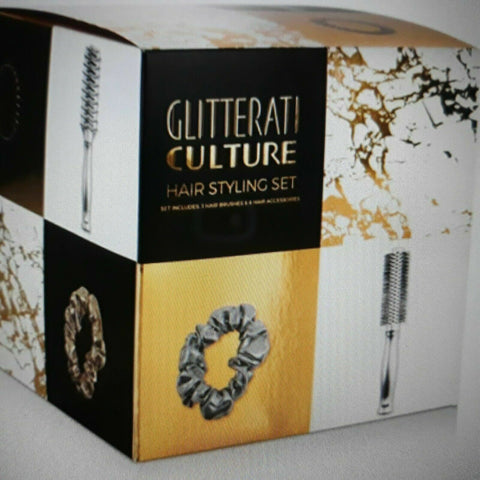 New 9PC Glitterati Culture Hair Styling Set Pro Round Styling Anti Static Paddle - evorr.com