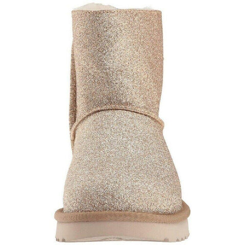 Authentic UGG Mini Bailey Bow Gold Sparkle Sneaker Boots Women US Size 10 Shoe - evorr.com