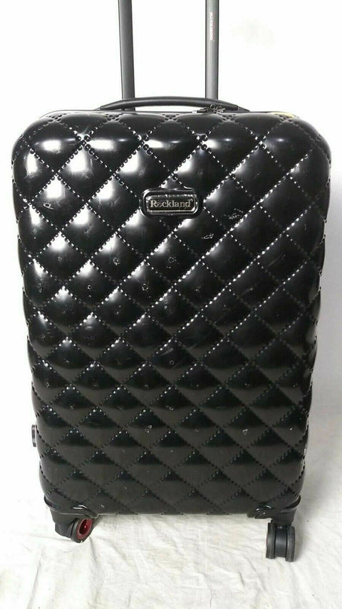 Rockland Quilt Collection 24 Hard Spinner Luggage Travel Suitcase Black