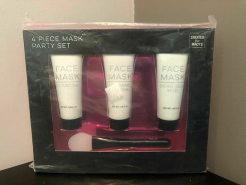 Macys Beauty Collection 4 PC Face Mask Party Set Charcoal Mud Mineral Mask Brush - evorr.com