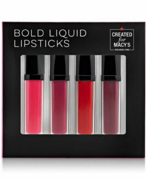 Macy's Bold Liquid Lipsticks 4 Piece Set Pinks/ Reds Berrys Mauve New In Box - evorr.com