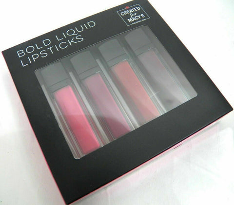 Macy's Bold Liquid Lipsticks 4 Piece Set Pinks/ Reds Berrys Mauve New In Box - evorr.com