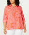 Tommy Hilfiger Women Pink Paisley Print Pocket Button Down Shirt Top Plus SZ 16W