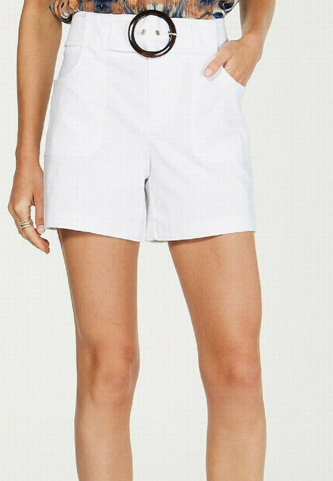 INC International Concepts INC Womens Casual Mini Shorts White Ring Belted SZ 12