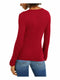New INC Concepts Women Real Red Long Sleeve Blouse Top Ribbed Surplice Size XL