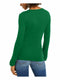 New INC Concepts Women Green Long Sleeve Blouse Top Ribbed Surplice Size M