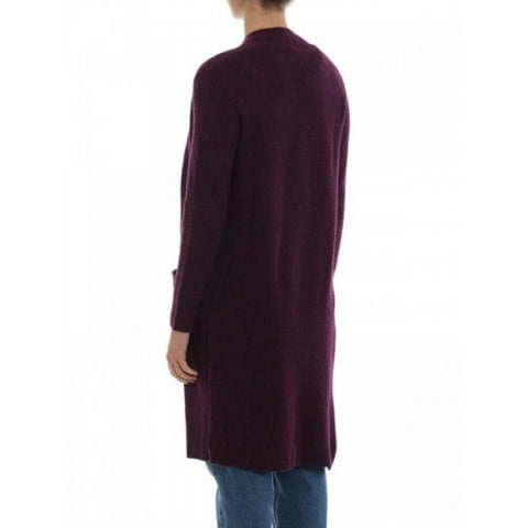 New Ralph Lauren Women Cashmere Open Front Cardigan Purple Ribbed Shrug Top L XL