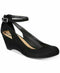 American Rag CIE Women Amiley Black Suede Chop-Out Wedges Ankle Strap Shoes 6 M - evorr.com