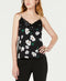 BAR III Womens Black Floral Spaghetti Strap Lace Neck Trim Cami Tank Top M