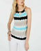 New INC CONCEPTS Women Blue Tie Dye Halter Neck Blouse Top Studd Size L