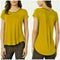New ALFANI Womens Yellow Short Sleeve Blouse Top Satin Trim Scoop Neck L