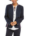 New TOMMY HILFIGER Womens Blue Striped Long Sleeve Trim Office Jacket Size 10