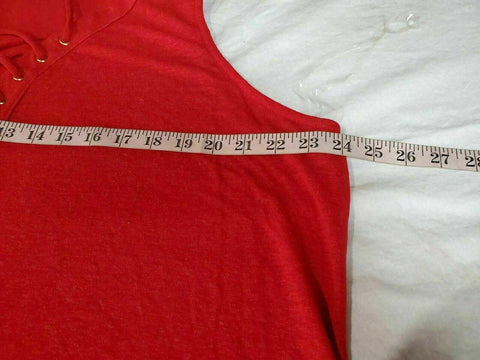 INC CONCEPTS Women Red Lace-Up Neck Lace Knot Linen Blouse Tunic Top Plus 2X - evorr.com