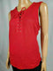 INC CONCEPTS Women Red Lace-up Neck Side Slits Linen Tunic Blouse Top Plus 3X - evorr.com