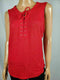 INC CONCEPTS Women Red Lace-up Neck Side Slits Linen Tunic Blouse Top Plus 3X - evorr.com