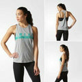 New ADIDAS Women Sleeveless Gray Racer Back Graphic Blouse Top Size XS - evorr.com