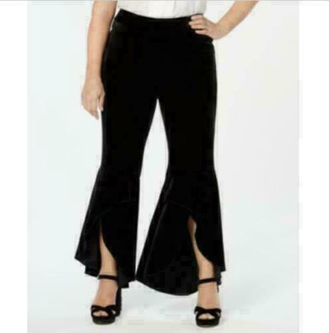 INC Concepts Womens Pull On Velvet Flare Leg Tulip Waist Stretch Pants Plus 18W - evorr.com