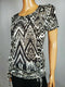 New INC CONCEPTS Women Brown Animal-Print Blouse Top Short Sleeve Ruched Size S - evorr.com