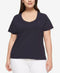 New TOMMY HILFIGER Womens Blue V-Neck Short Sleeve Blouse Top Plus 2X - evorr.com
