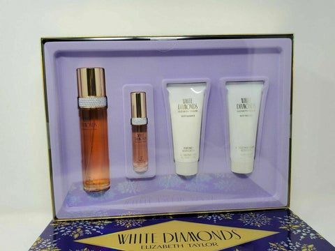 WHITE DIAMONDS by Elizabeth Taylor 4 PCS GIFT SET 3.3 oz / 100 ML EDT Spr Women - evorr.com