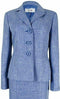 LE SUIT Women Blue Textured Three-button Jacket Twill Blazer Size 16 - evorr.com