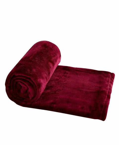 New Bon Voyage Travel Plush Velvet Throw Blanket & Pillow Set Burgundy Red