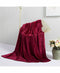 New Bon Voyage Travel Plush Velvet Throw Blanket & Pillow Set Burgundy Red