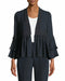 $398 New Kobi Halperin Nessa Ruffled Open-Front Silk Jacket Lace Black Size S