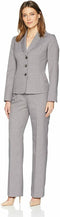 LE SUIT 2PC Women Grey Textured Three-button Jacket Twill Pant Suit Blazer 16