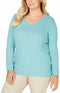 New Karen Scott Women Long Sleeve Teal Blue Tunic Sweater Pullover Plus 1X