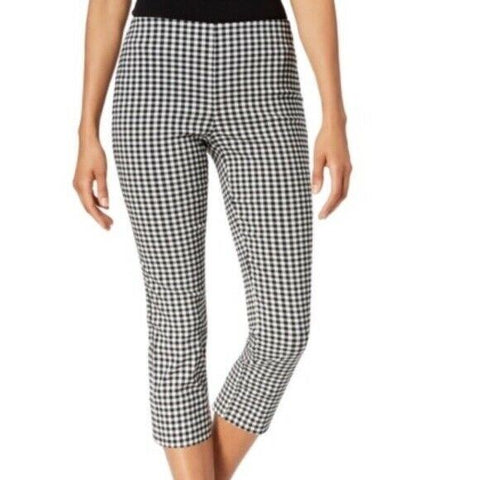 New Charter Club Chelsea Skinny Capri Cropped Blue Check Casual Pants Size 8