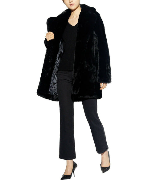 $245 NEW Apparis Eloise Faux-Fur Coat Black Winter Jacket Size 2XL
