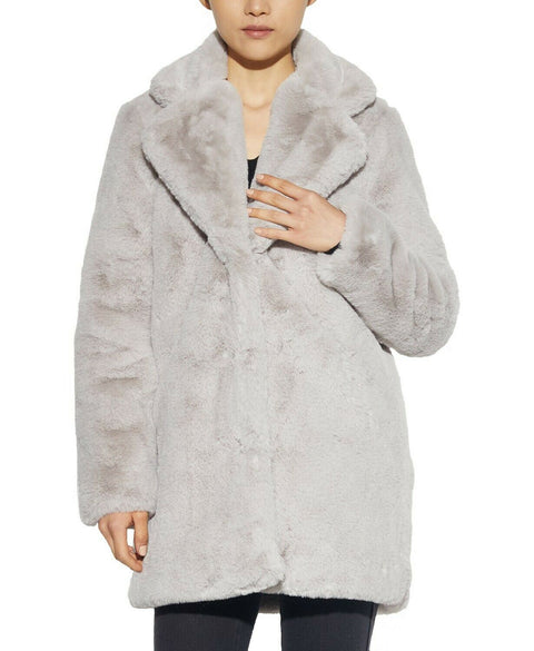 $245 NEW Apparis Eloise Faux-Fur Coat Cloud Gray Winter Jacket Size L