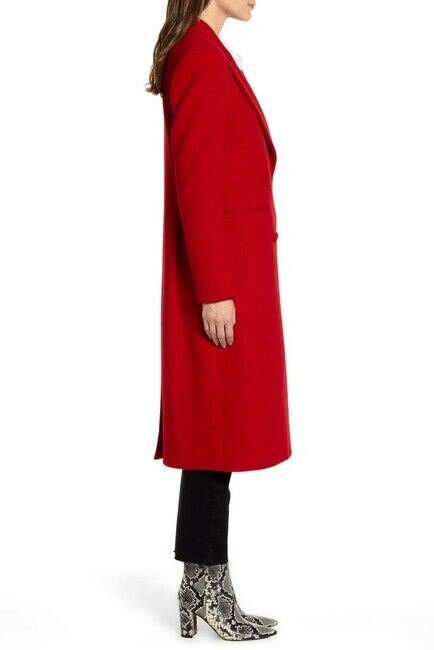 $335 AVEC LES FILLES Double Breasted Wool Blend Coat Womens Red Size L