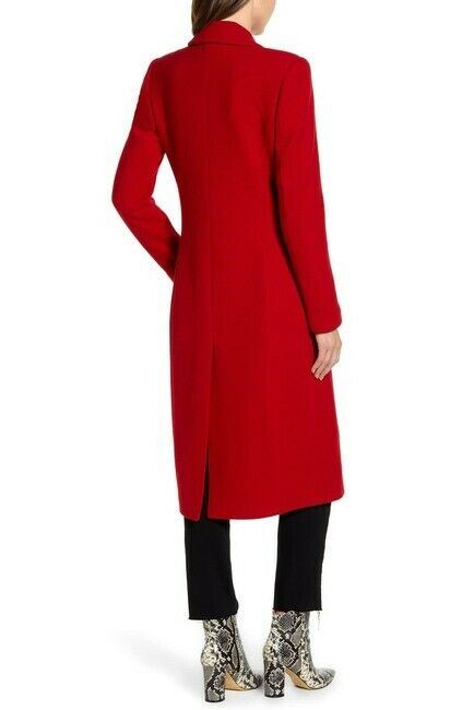 $335 AVEC LES FILLES Double Breasted Wool Blend Coat Womens Red Size L