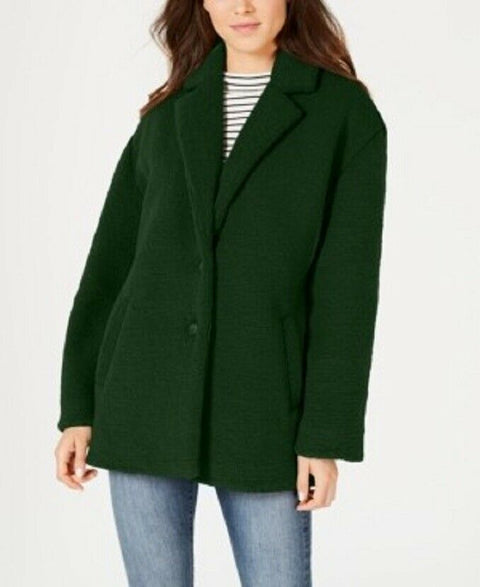 NEW Collection-B Faux-Fur Teddy Winter Jacket Button Closure Coat Green Size M