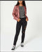 COFFEE SHOP Womens Faux Leather Moto Jacket Mauve Pink Zippered Pockets Size M