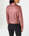 COFFEE SHOP Womens Faux Leather Moto Jacket Mauve Pink Zippered Pockets Size M