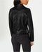 COFFEE SHOP Women Faux Leather Collarless Moto Jacket Black Zippered Size XS
