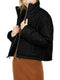 New Celebrity PINK Women Black Puffer Jacket Coat Zipper Up Pocketed Size M
