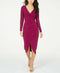 NEW THALIA SODI Women Purple Long Sleeve CROSS-OVER Dress Stretch Ruched Size L