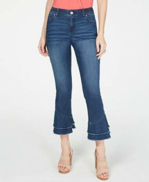 New INC CONCEPTS Women Double Ruffle Hem Denim Jeans Blue Size 4