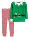 $20 CARTERS Girls 2-Piece Holiday Elf Snug Fit Cotton Pajama Set Green 18 Months