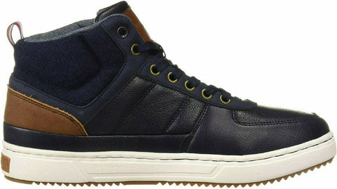 Tommy Hilfiger Men High Top Sneakers Manzu Dark Blue Lace Up Leather Shoes 11 M