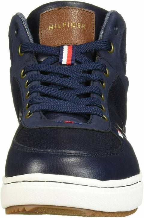 Tommy Hilfiger Men High Top Sneakers Manzu Dark Blue Lace Up Leather Shoes 11 M
