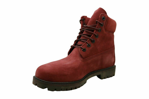 $198 New Timberland Mens 6" Premium Boot Leather Closed Toe Ankle Red Boots 10 M