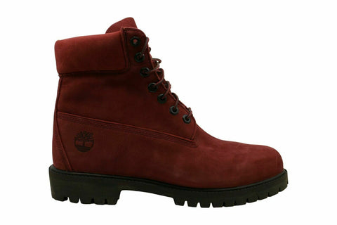 $198 New Timberland Mens 6" Premium Boot Leather Closed Toe Ankle Red Boots 10 M