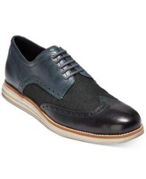 $150 NEW COLE HAAN MEN ORIGINAL GRAND WING TOP BLUE OXFORD LEATHER SHOES 10.5 US - evorr.com