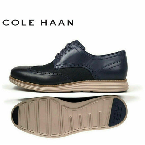 $150 NEW COLE HAAN MEN ORIGINAL GRAND WING TOP BLUE OXFORD LEATHER SHOES 10.5 US - evorr.com
